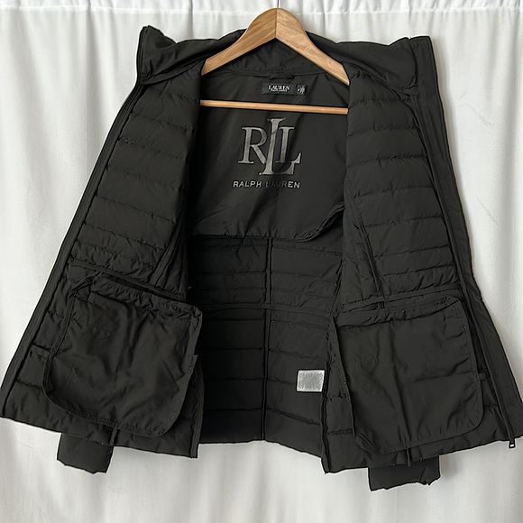 Lauren Ralph Lauren Black Quilted Puffy Hooded Long Sleeve Jacket Coat **Sz M** - Picture 4 of 5
